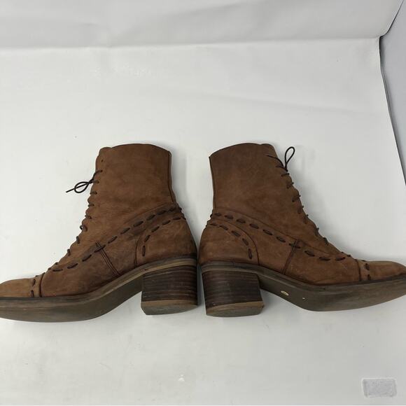 Destroy Stitch Lace Up‎ Boots Leather Womens Size 40 / US 9 - Picture 3 of 9